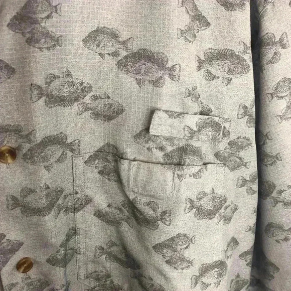 Weatherproof Mens XXL Blue Gray Fishing Print Shirt Vented Rip Stop - Picture 3 of 7